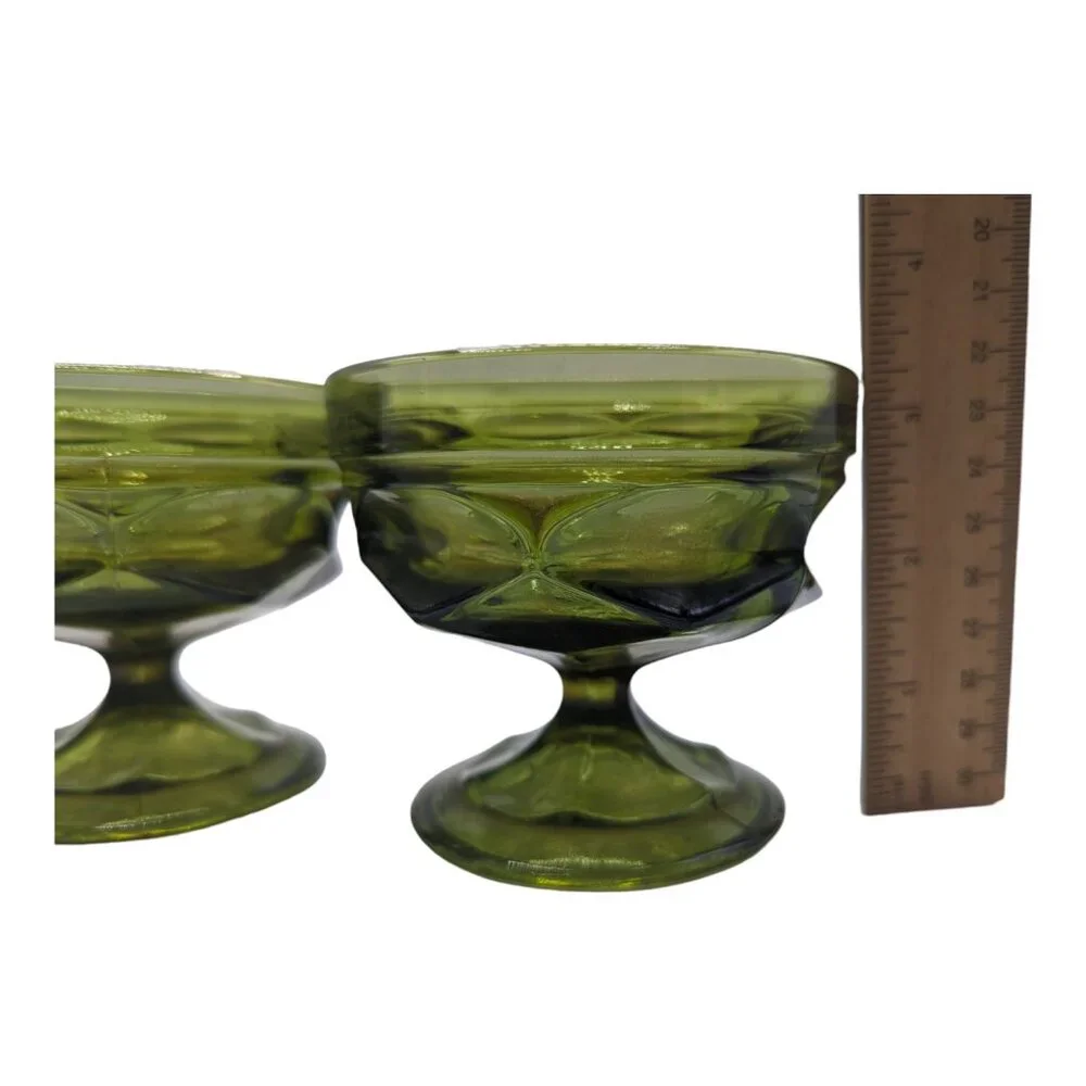 Green Indiana Glass Company Set of 2 Dessert Sherbet Goblets 3.25